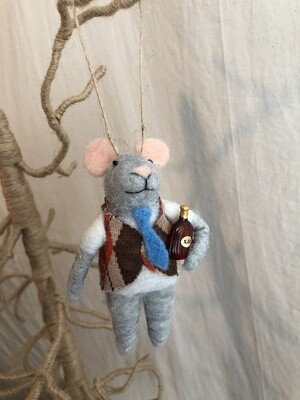 Felt Mouse w/Bottle Ornament