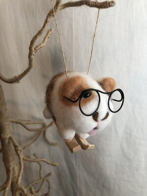 Felt Gerbil w/Glasses Ornament