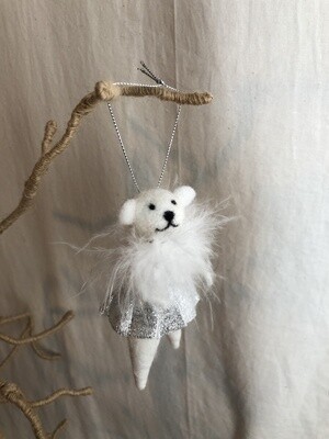 Felt Bear w/Silver Skirt Ornament