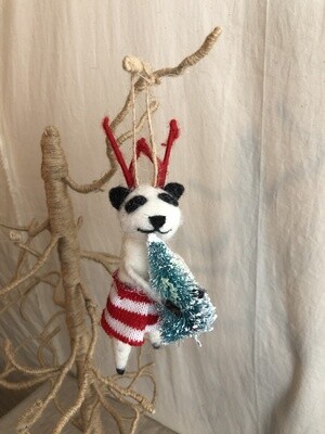Felt Panda w/Striped Skirt Ornament