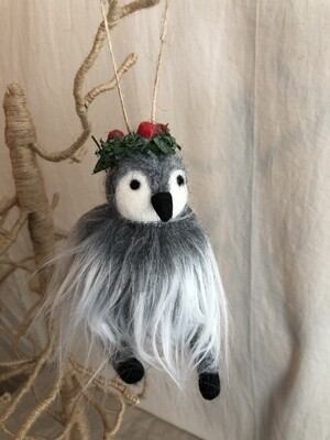 Felt Penguin w/Wreath Hat Ornament
