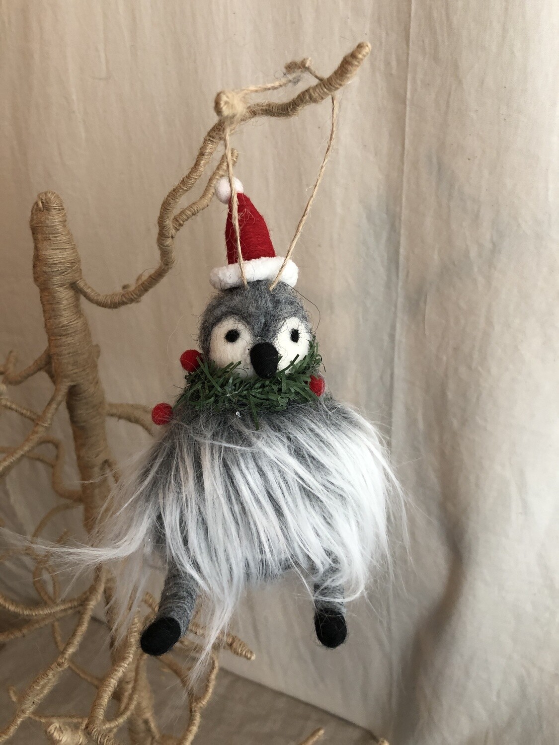 Felt Penguin w/Wreath Necklace Ornament