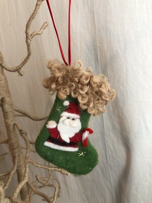 Felt Mini Stocking w/Santa