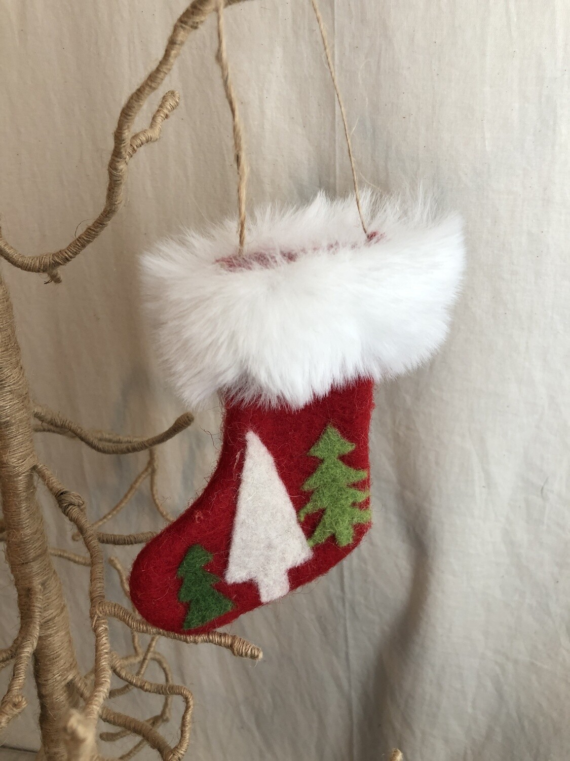 Felt Mini Stocking w/Trees