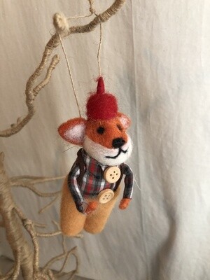 Felt Fox w/Plaid Shirt Ornament Felt Fox w/Plaid Shirt Ornament