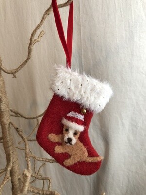 Felt Mini Stocking w/Dog I