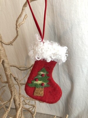 Felt Mini Stocking w/Christmas Tree