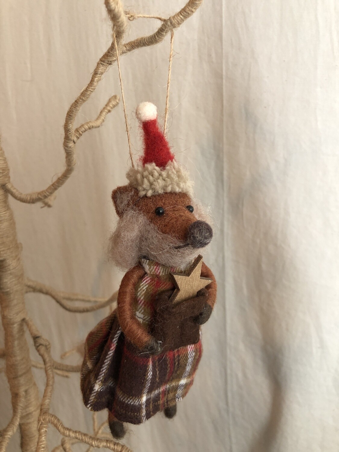 Felt Fox w/Star Pouch Ornament