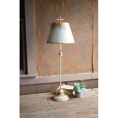 Antique White &amp; Gold Metal Table Lamp