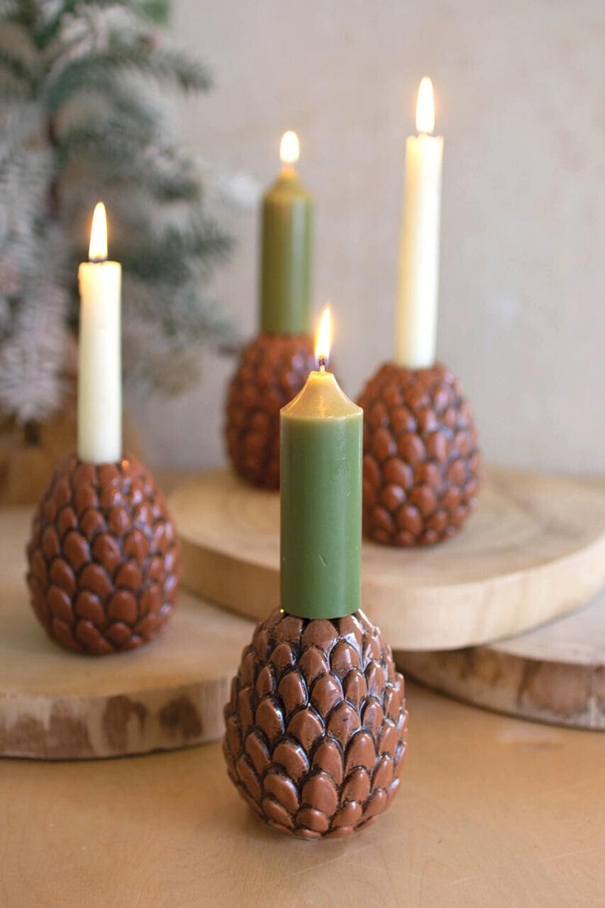 Ceramic Pinecone Taper Candle Holder Ceramic Pinecone Taper Candle Holder