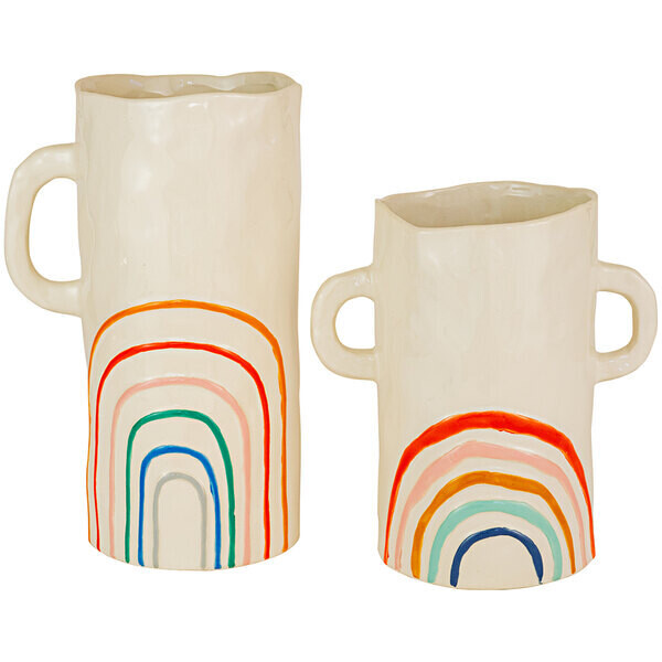 Ceramic Rainbow Vase w/Handles Lg