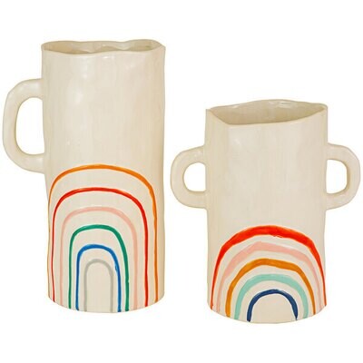 Ceramic Rainbow Vase w/Handles Lg Ceramic Rainbow Vase w/Handles Lg
