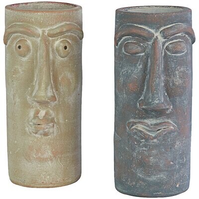 Clay Face Vase Gray Clay Face Vase Gray