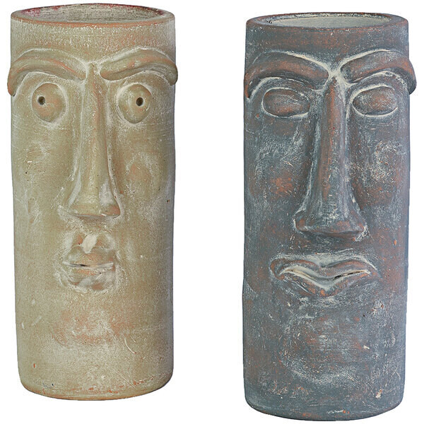 Clay Face Vase Tan Clay Face Vase Tan