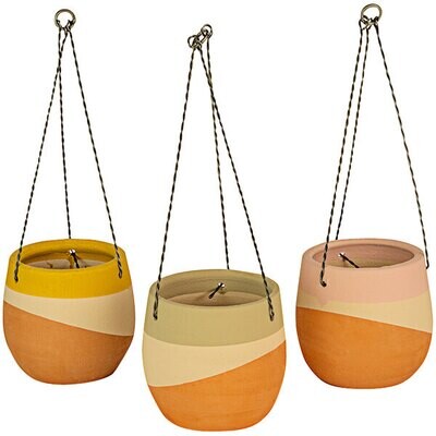Color Dipped Hanging Clay Pot -Yellow