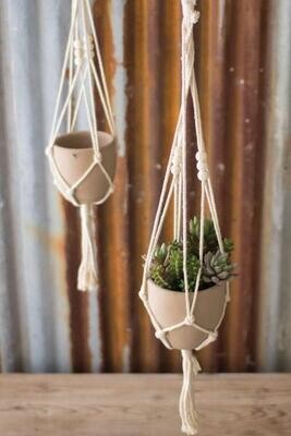 Cotton Macrame Hanger w/Clay Pot