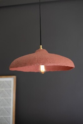 Dome Paper Mache Pendant Light - Rust