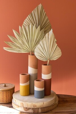 Double-Dipped Clay Cylinder Vase - Gray