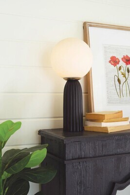 Frosted Globe Table Lamp w/Black Base