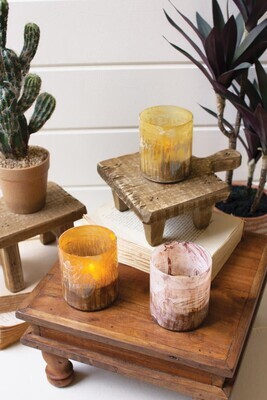 Glass Candle Holder - Yellow