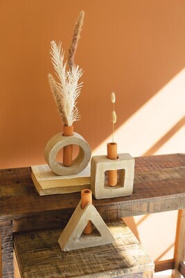 Grey-Wash Clay Geometric Bud Vase - Circle