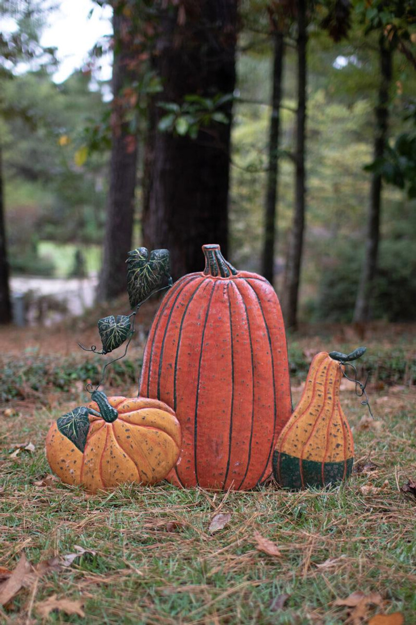 Hand-Hammered Metal Pumpkin Yard Stake