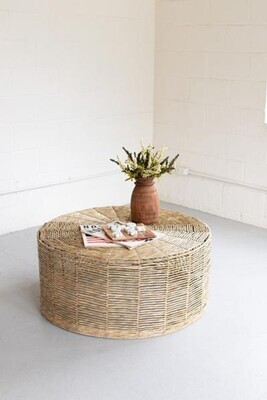 Hand-Woven Round Seagrass Ottoman