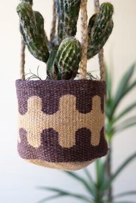 Hanging Printed Jute Planter - Purple