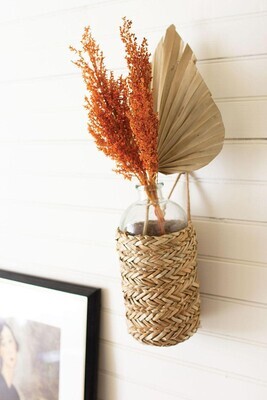 Hanging Woven Seagrass Wrapped Bottle