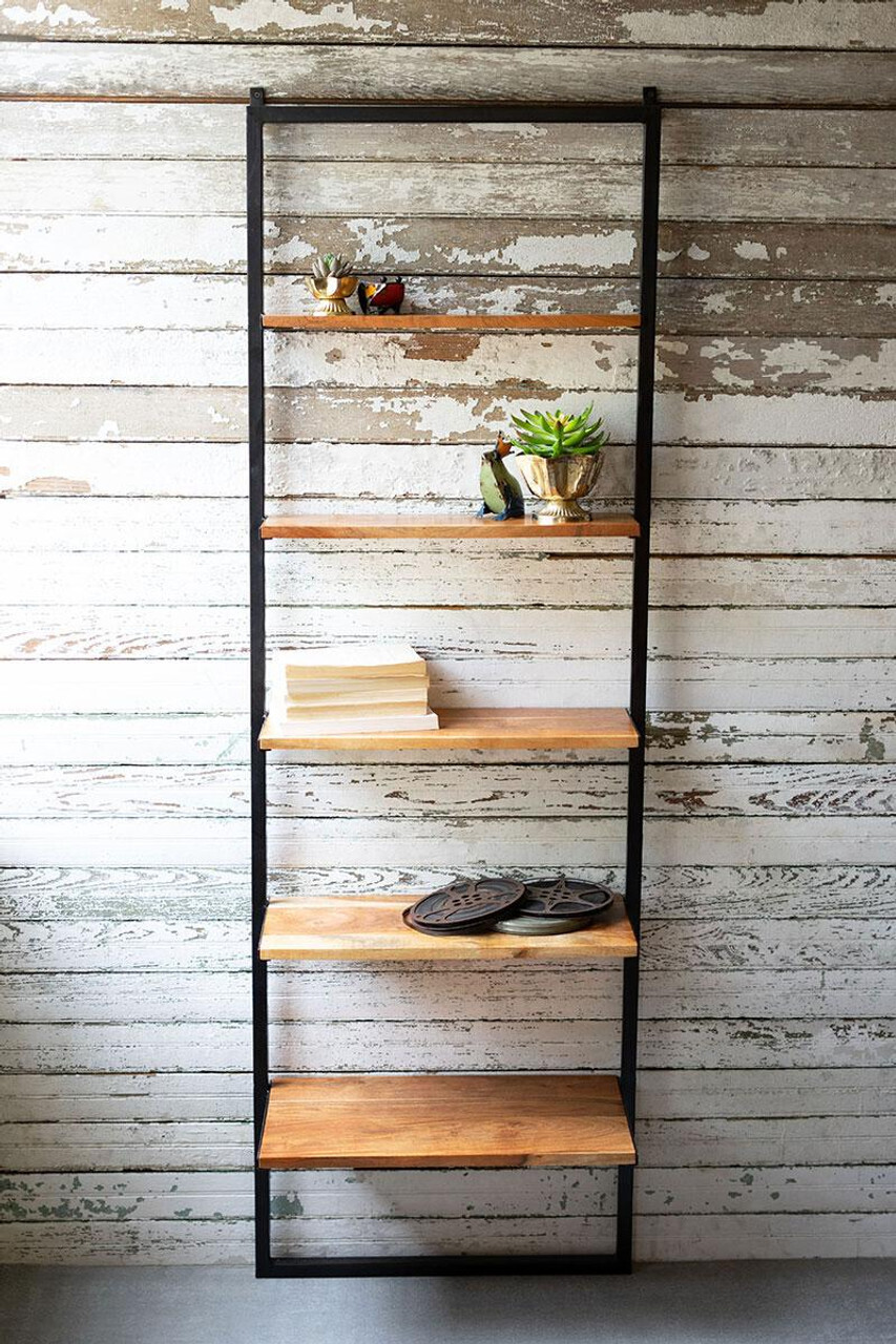 Iron &amp; Wood Wall Display w/5 Shelves