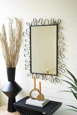 Organic Metal Rectangle Framed Mirror