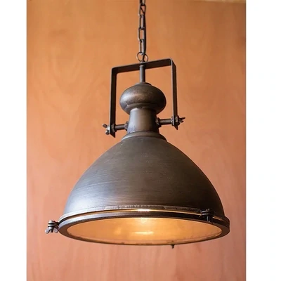 Metal Warehouse Pendant w/Glass Cover