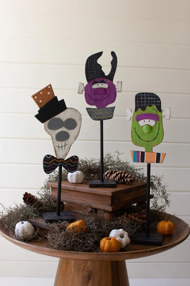 Painted Halloween Creature on Stand - Skeleton