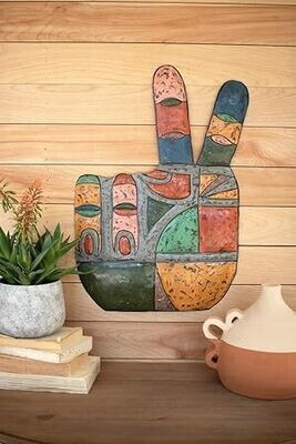 Painted Metal Hand Peace Sign