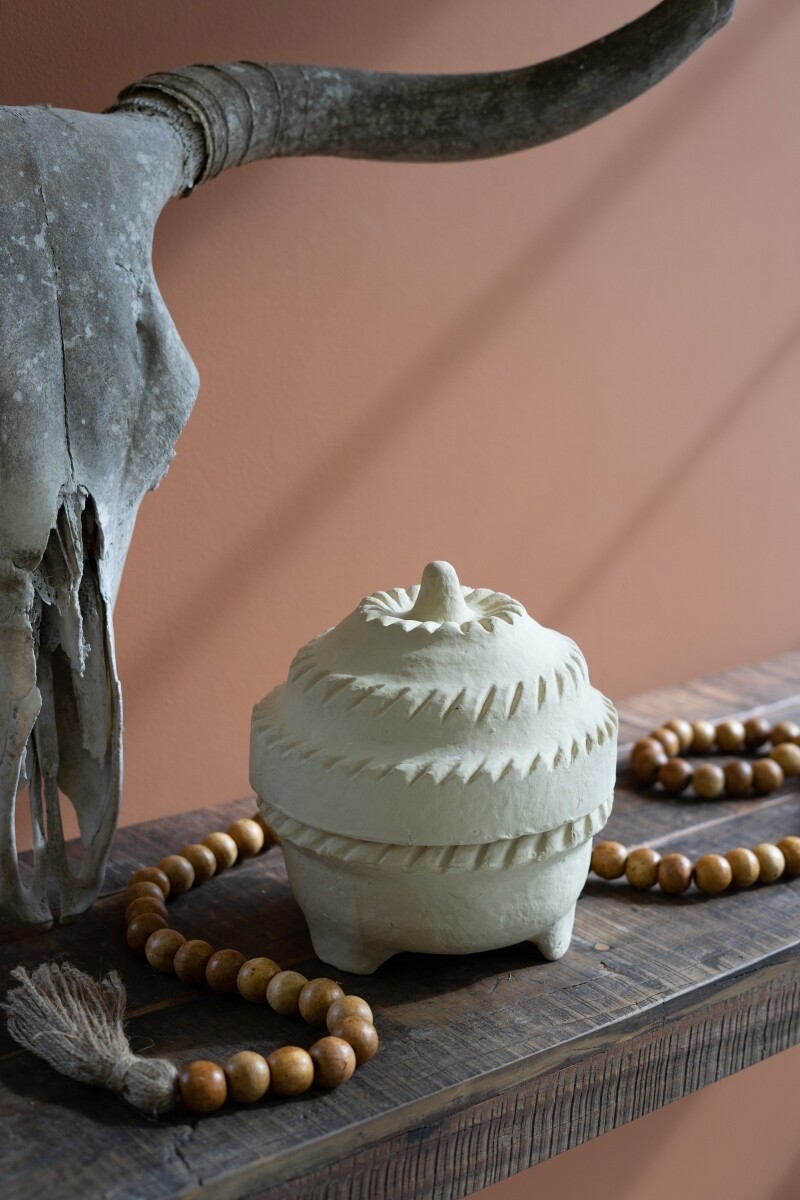 Paper Mache Urn w/Lid Paper Mache Urn w/Lid