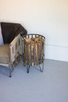 Raw Metal Log Basket Raw Metal Log Basket