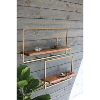 Rectangle Iron &amp; Mango Wood Shelf Lg