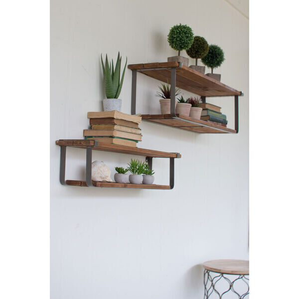 Recycled Wood &amp; Metal Shelf Sm