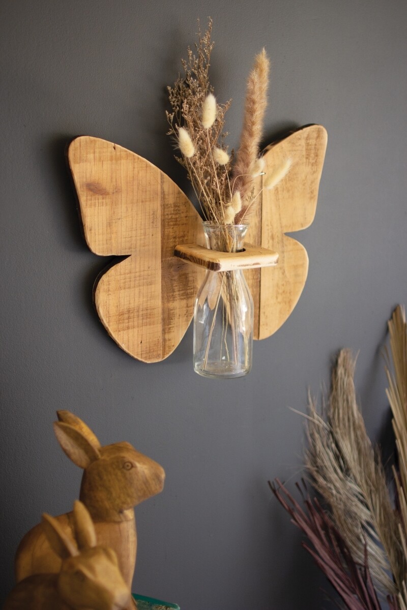 Recycled Wooden Butterfly w/Bud Vase