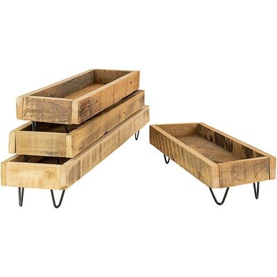 Recycled Wooden Tray w/Wire Base Lg
