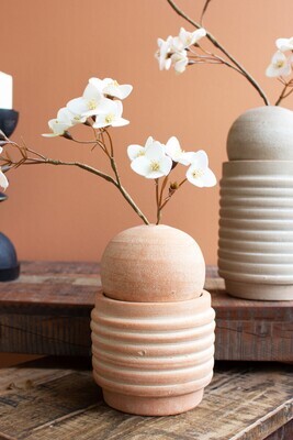 Ribbed Clay Vase w/Bud Vase Sphere Sm