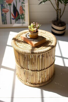 Round Bamboo Stool w/Natural Rope Top