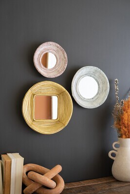 Round Paper Mache Mirror Sm