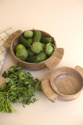 S/2 Mango Wood Salad Bowls w/Handles