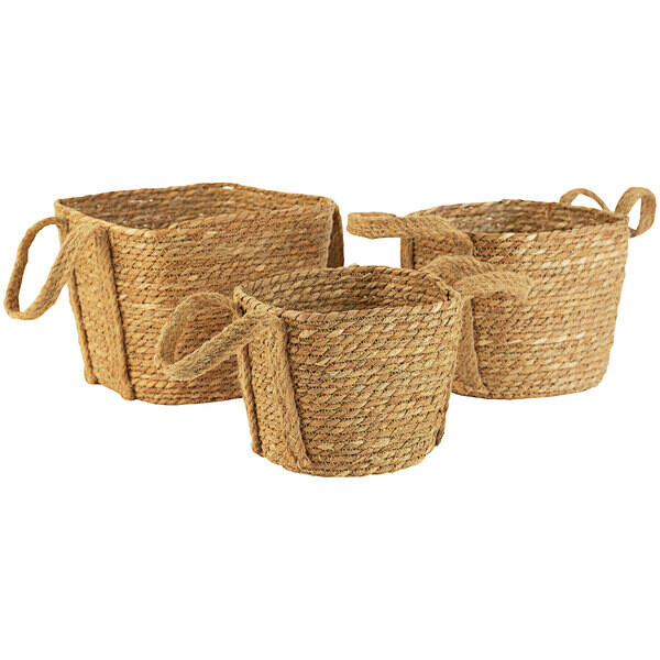 Square Seagrass Basket w/Handles Med