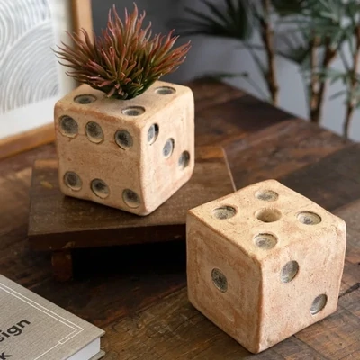 Tabletop Clay Dice Vase