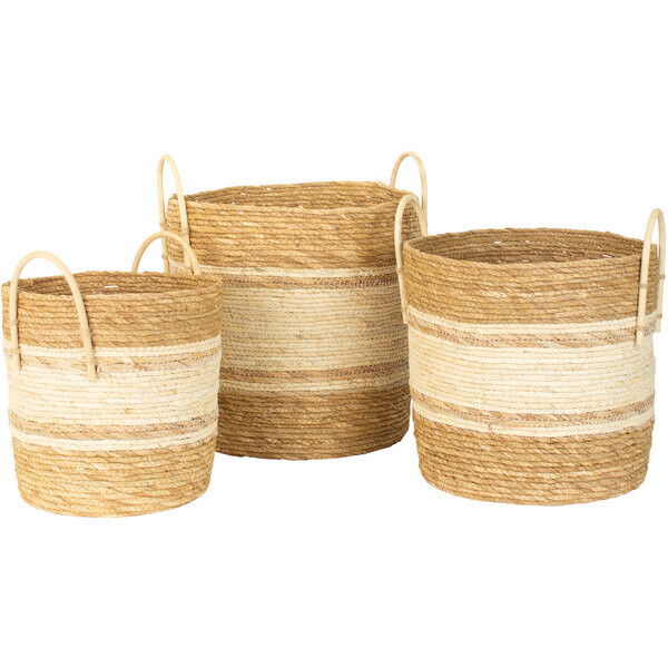 Two Toned Natural Round Basket Sm