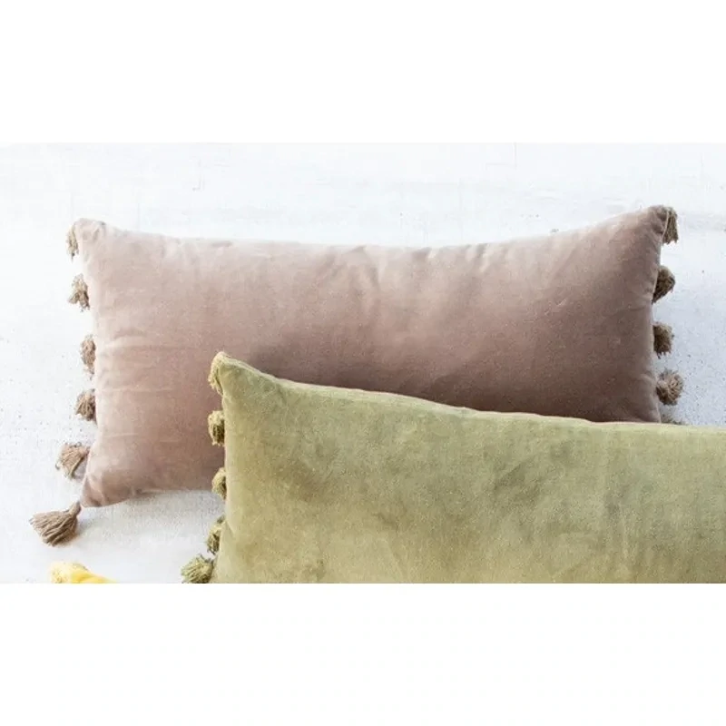 Velvet Lumbar Pillow - Cobblestone Velvet Lumbar Pillow - Cobblestone