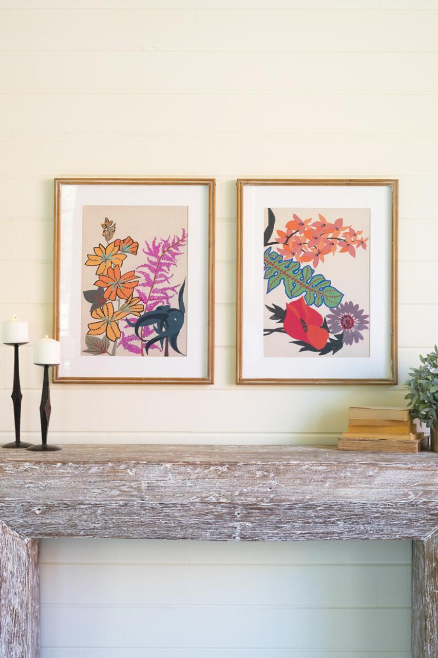 Framed Floral Print Under Glass I