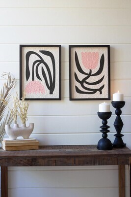 Framed Pink &amp; Black Textured Flower Print II